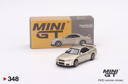 Mini GT Nissan Skyline R34 GTR M Spec Silica Breath #348