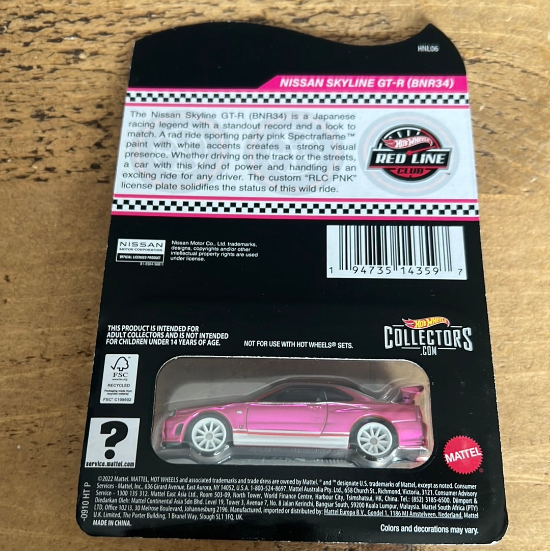 Hot Wheels RLC Nissan Skyline GTR R34 Pink