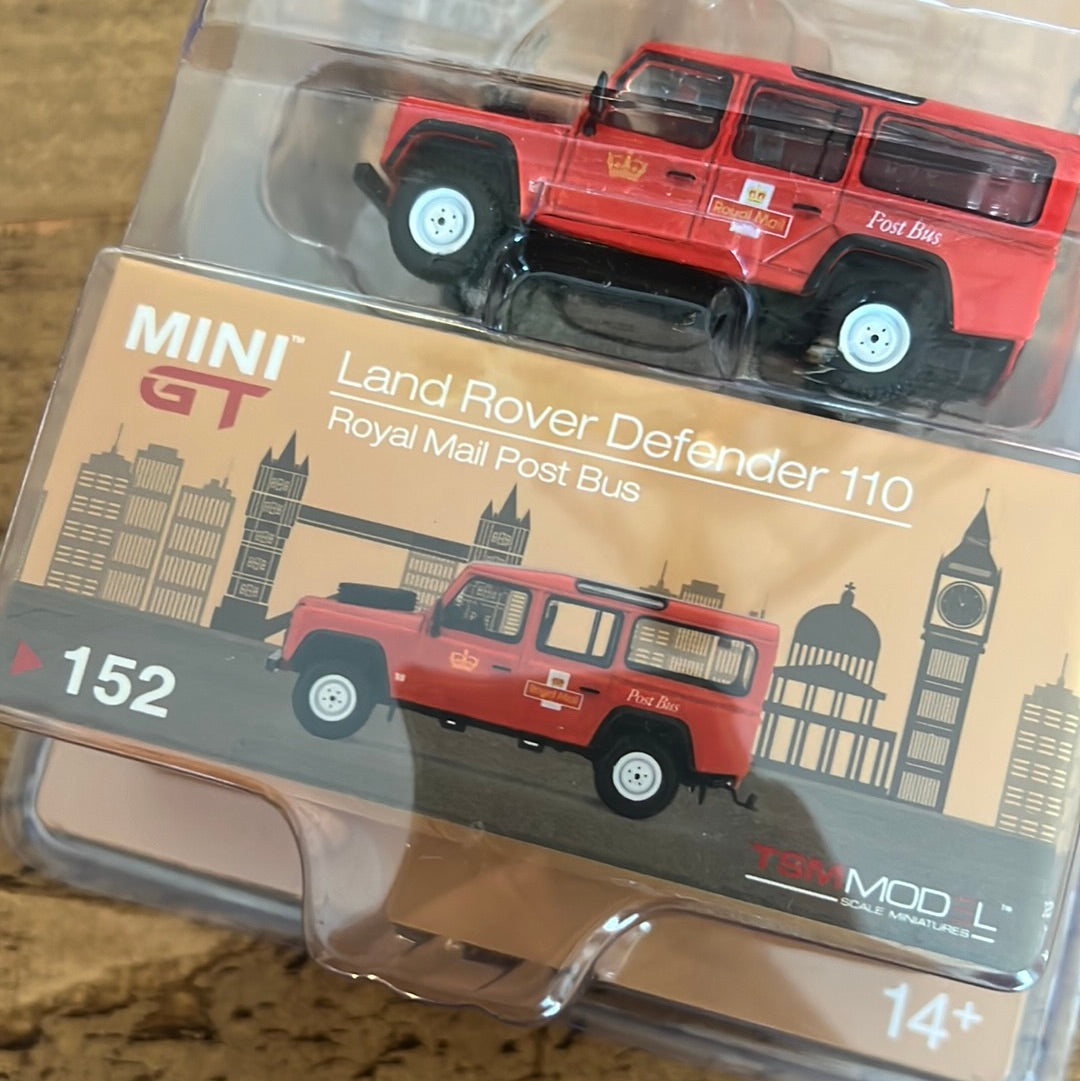 Mini GT Land Rover Defender 110 Royal Mail Post Bus Mijo Exclusive #152