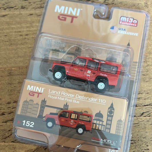 Mini GT Land Rover Defender 110 Royal Mail Post Bus Mijo Exclusive #152